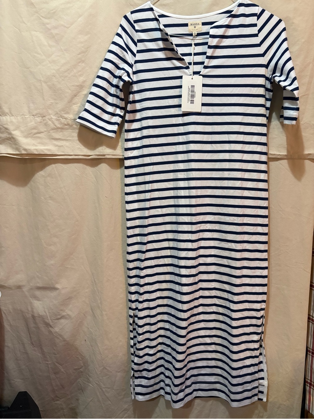 MAREA by Liz Joy Navy & White Striped Maxi Dress